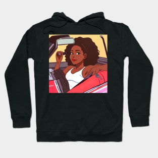 black girl in a car with red lips Hoodie